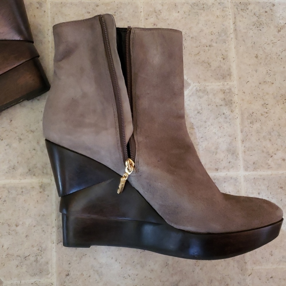 Dvf Real Suede Platform Wedge Booties - image 6